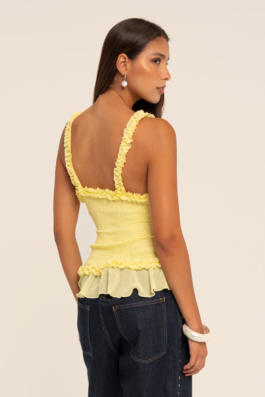 CHIFFON RUFFLED TOP IN YELLOW