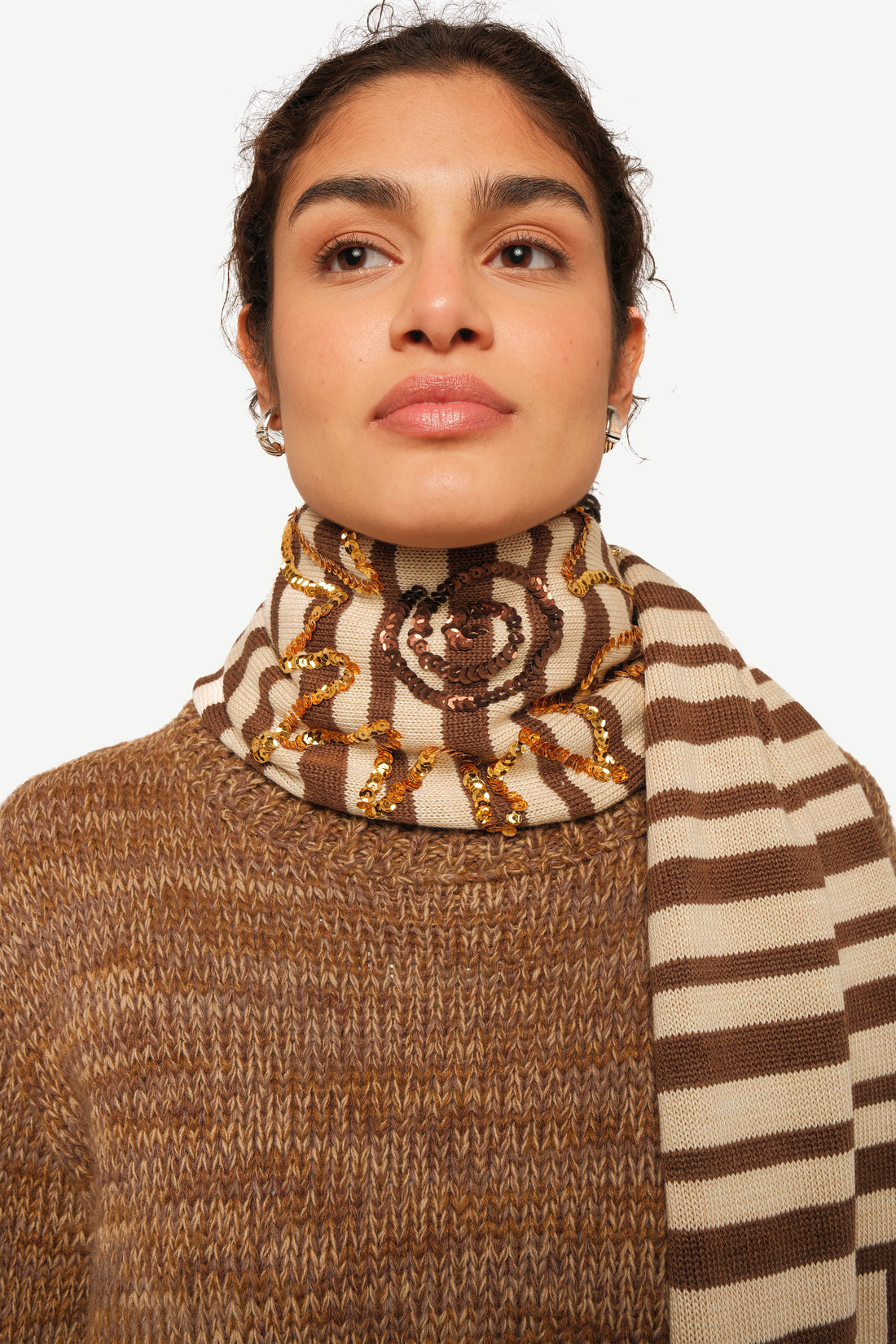 SOLSTICE JACQUARD KNIT BEADED SCARF