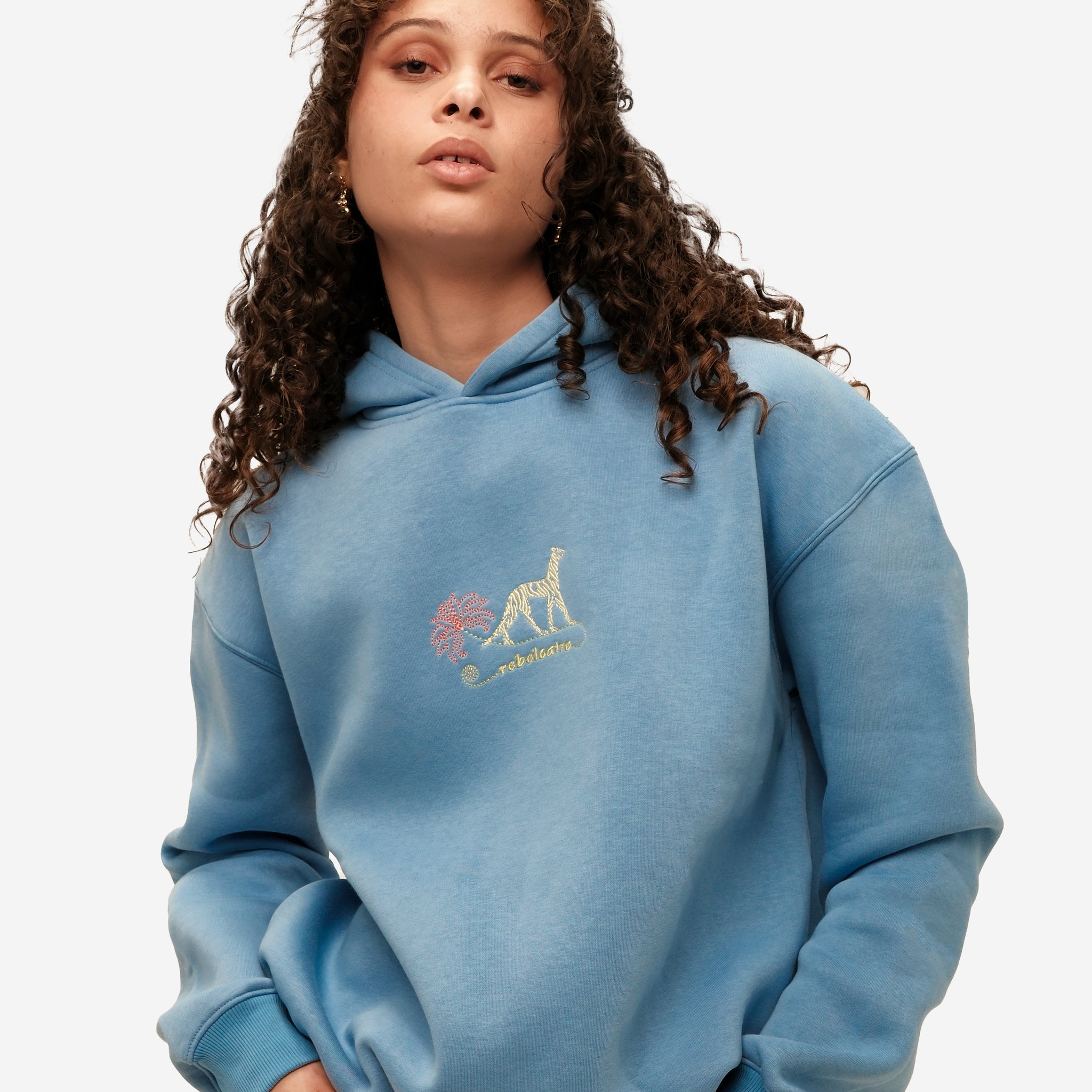 AD ASTRA OVER-SIZED EMBROIDERED HOODIE IN BLUE