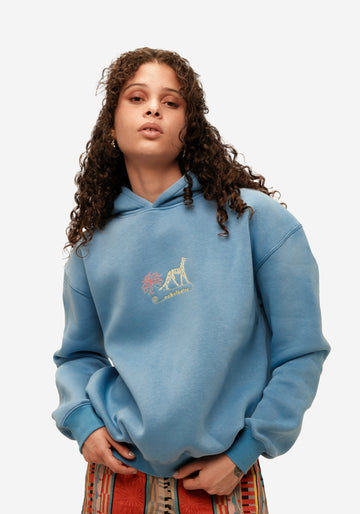 AD ASTRA OVER-SIZED EMBROIDERED HOODIE IN BLUE